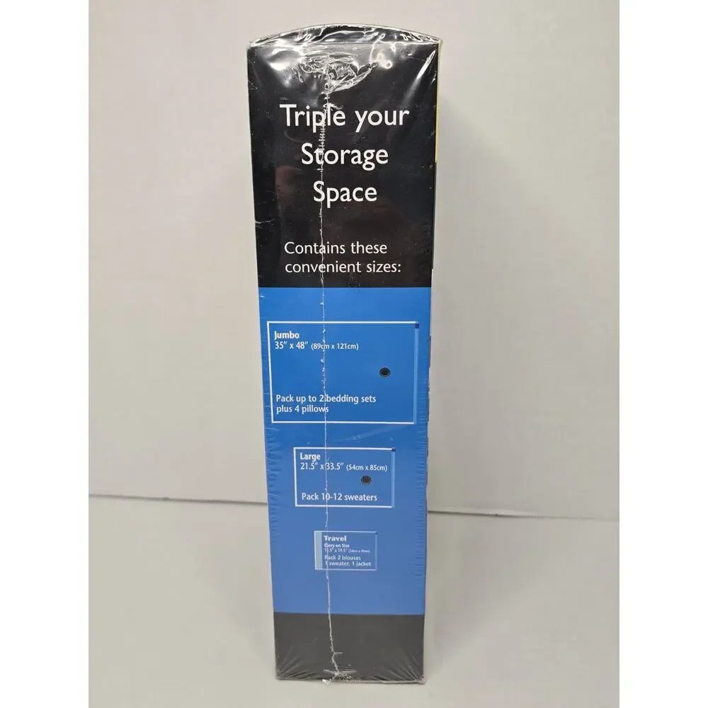 Sealed New Space Bag Combo Set 3 Bags Plus Bonus: 2 Large +1 Jumbo +1 Travel
